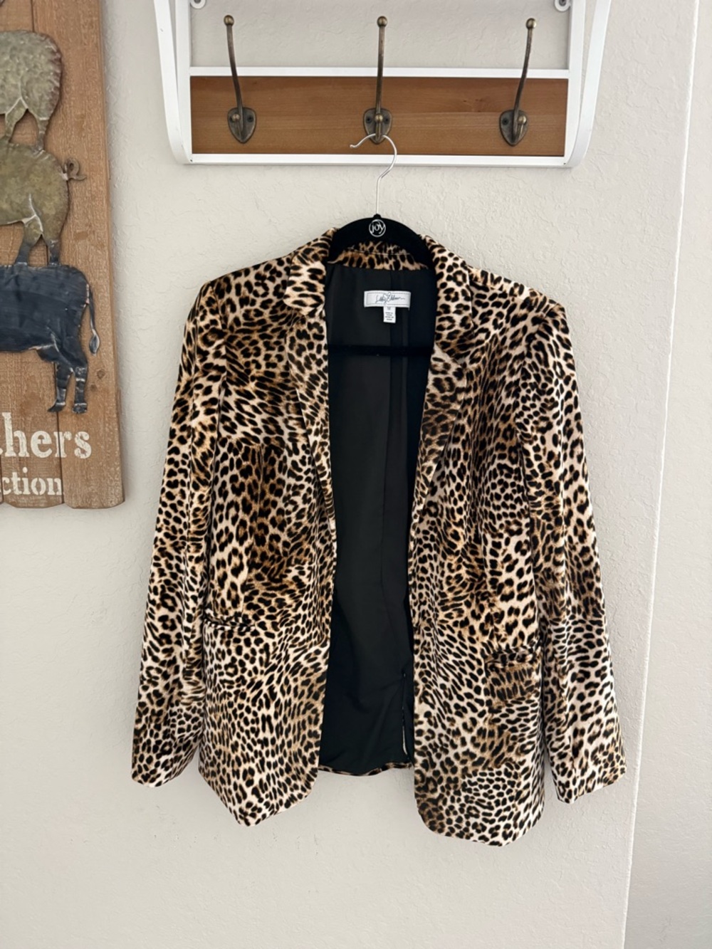 libby. edelman Leopard Print Velour Blazer in Brown and Black